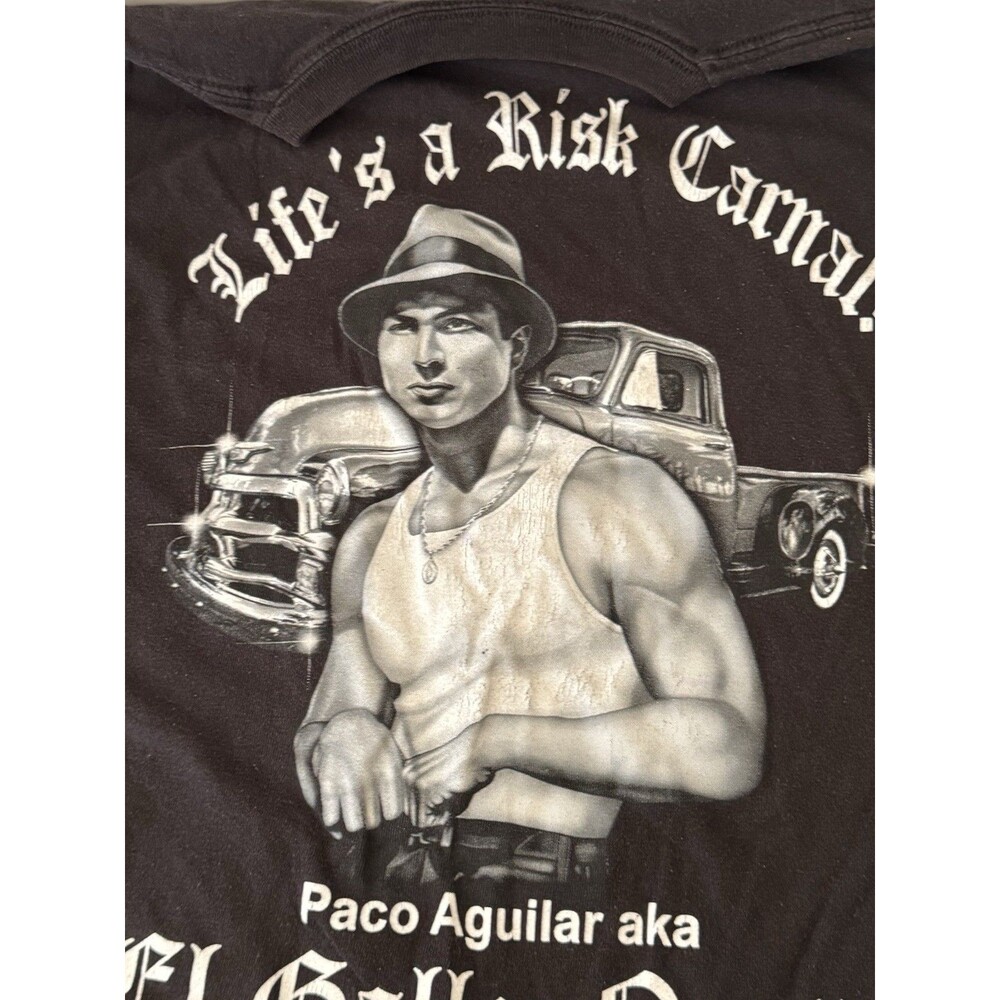 Paco Aguilar El Gallo Negro Life’s A Risk Carnal Graphic T Shirt Black Md/Lg